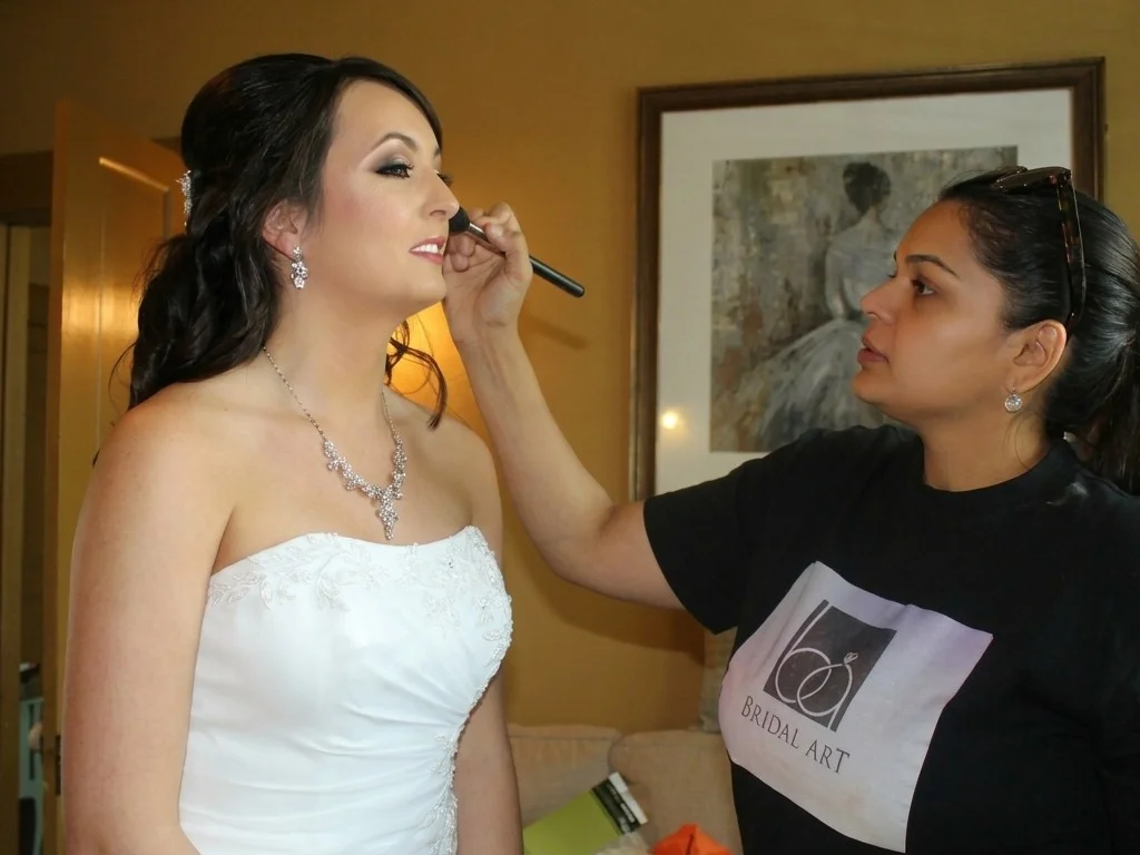 Asra doing bridal makeup, Bridal Art Studio Sugar Land